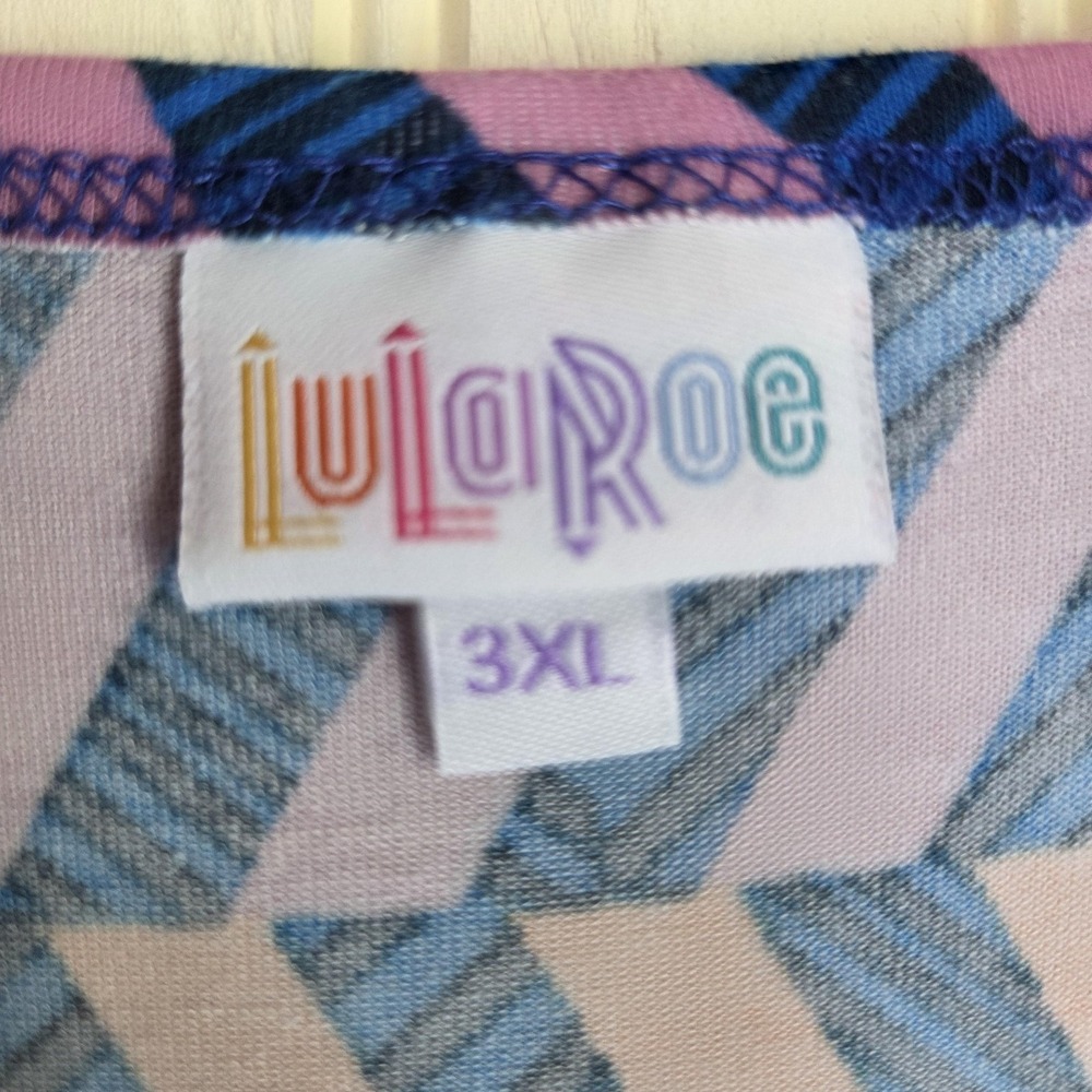 LuLaRoe Dress Womens 3XL Multicolor Chevron Short Sleeve Scoop Neck Fit & Flare - Picture 3 of 5